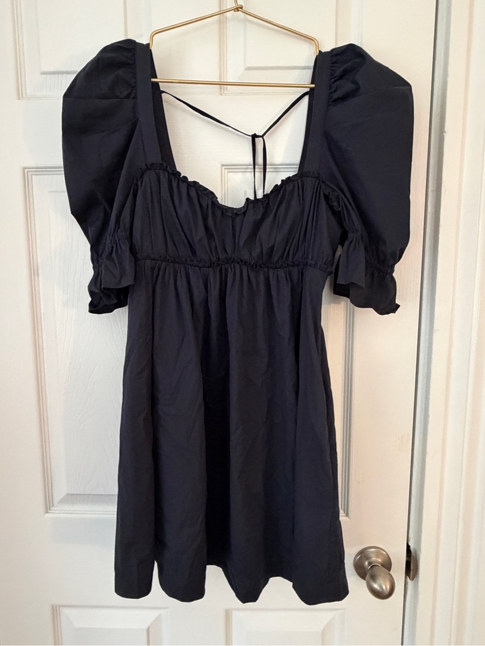 cinq a sept navy blue dress with smocked bodice